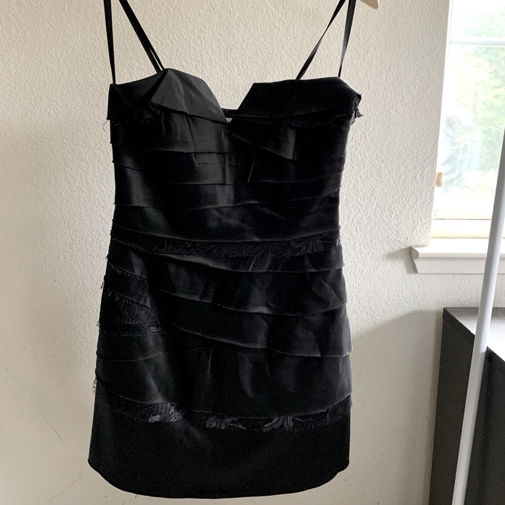 Black Satin BCBG Strapless Party Dress